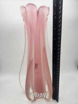 Glass Vase Murano Oball Design Bordeaux. Transparent Pink Italian RARE! Heavy