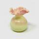 Glossy Burmese Glass Ruffled Top Cabinet Vase
