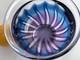 Goran Warff Kosta Art Glass Crystal Flame Design Pink Blue Bowl Signed