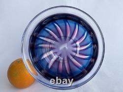 Goran Warff Kosta Art Glass Crystal Flame Design Pink Blue Bowl Signed