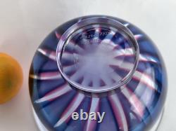 Goran Warff Kosta Art Glass Crystal Flame Design Pink Blue Bowl Signed