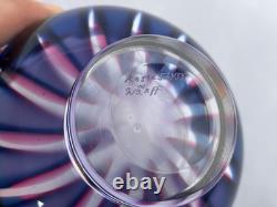 Goran Warff Kosta Art Glass Crystal Flame Design Pink Blue Bowl Signed