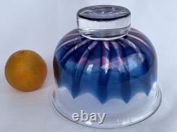 Goran Warff Kosta Art Glass Crystal Flame Design Pink Blue Bowl Signed