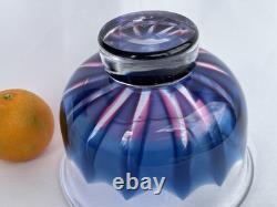 Goran Warff Kosta Art Glass Crystal Flame Design Pink Blue Bowl Signed