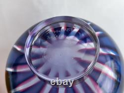 Goran Warff Kosta Art Glass Crystal Flame Design Pink Blue Bowl Signed