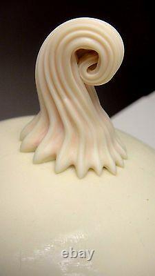 Gorgeous Antique Pink Burmese Satin Glass Butter Dish With Dome