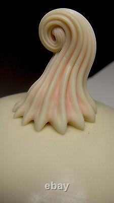 Gorgeous Antique Pink Burmese Satin Glass Butter Dish With Dome