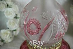 Gorgeous Bohemian Czech pink clear crystal glass cut Table desk lamp pendants