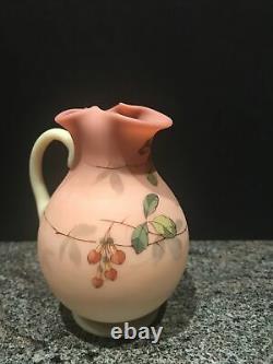 Gorgeous Webb Burmese Decorated Berries & Leaves Pitcher