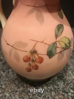 Gorgeous Webb Burmese Decorated Berries & Leaves Pitcher