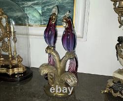 HUGE 18 ALFREDO BARBINI MURANO C1950s 2 Parrots Bird GLASS FIGURINE GOLD 6.5kg