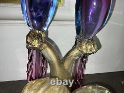 HUGE 18 ALFREDO BARBINI MURANO C1950s 2 Parrots Bird GLASS FIGURINE GOLD 6.5kg