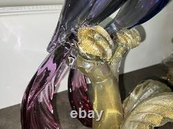 HUGE 18 ALFREDO BARBINI MURANO C1950s 2 Parrots Bird GLASS FIGURINE GOLD 6.5kg
