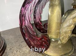 HUGE 18 ALFREDO BARBINI MURANO C1950s 2 Parrots Bird GLASS FIGURINE GOLD 6.5kg