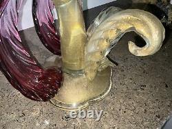 HUGE 18 ALFREDO BARBINI MURANO C1950s 2 Parrots Bird GLASS FIGURINE GOLD 6.5kg