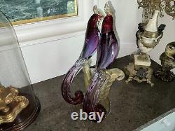 HUGE 18 ALFREDO BARBINI MURANO C1950s 2 Parrots Bird GLASS FIGURINE GOLD 6.5kg