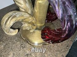 HUGE 18 ALFREDO BARBINI MURANO C1950s 2 Parrots Bird GLASS FIGURINE GOLD 6.5kg