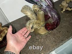HUGE 18 ALFREDO BARBINI MURANO C1950s 2 Parrots Bird GLASS FIGURINE GOLD 6.5kg