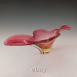 HUGE Arte Nuova Murano Pink & Uranium Sommerso Glass Bowl