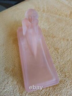 H. HOFFMAN ART GLASS Art Deco Style Vintage Frosted Pink Soap Dish