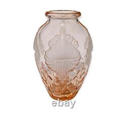 Hand Blown Art Deco Pierre d'Avesn French Pink Satin Calla Lily Art Glass Vase