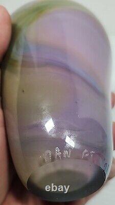 Hand Blown Art Glass Pastel Slag Swirl Galaxy Nebula Purple Pink Blue 6.5 Sign