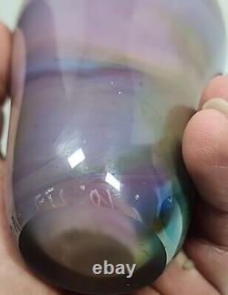 Hand Blown Art Glass Pastel Slag Swirl Galaxy Nebula Purple Pink Blue 6.5 Sign