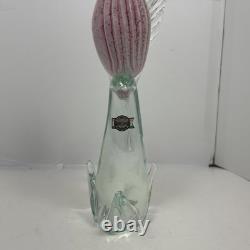 Hand Blown Art Glass Pink Red White COCKATOO PARROT BIRD 11 Designed in Murano