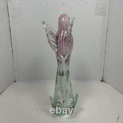 Hand Blown Art Glass Pink Red White COCKATOO PARROT BIRD 11 Designed in Murano