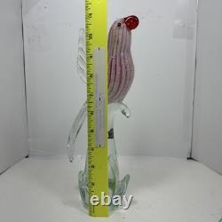 Hand Blown Art Glass Pink Red White COCKATOO PARROT BIRD 11 Designed in Murano