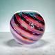 Hand Blown Art Glass Vase Pink Purple Blue Swirl Round Orb Studio Glass 8