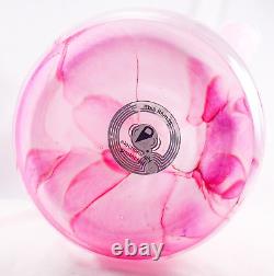 Hand Blown Murano Style Pink Brushstroke Handkerchief Ruffle Art Glass Vase 13