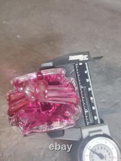 Hand Made Chribska Sklo Art Glass Czrech Flower Shaped Basket Cranberry Pink