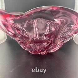 Handkerchief Bowl Pink Art Glass Vintage Retro MCM Heavy Weighs 2kg