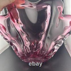 Handkerchief Bowl Pink Art Glass Vintage Retro MCM Heavy Weighs 2kg