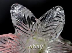 Harrach Victorian Pink Opalescent & Gold Art Glass Floriform Vase w Silver Mica