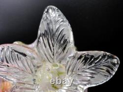 Harrach Victorian Pink Opalescent & Gold Art Glass Floriform Vase w Silver Mica