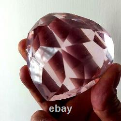 Heart Rose Diamond Double Love Glass Sculpture Crystal Handmade Art Pink 8 cm
