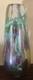 Heavy Art Glass Paperwieght VASE Clear with Encased Pink Flowers Murano 8 tall