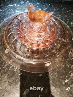 Heisey Art Deco Extremely Rare Pink Flamingo 3 Piece Sitting Duck Float Bowlset