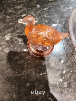 Heisey Art Deco Extremely Rare Pink Flamingo 3 Piece Sitting Duck Float Bowlset