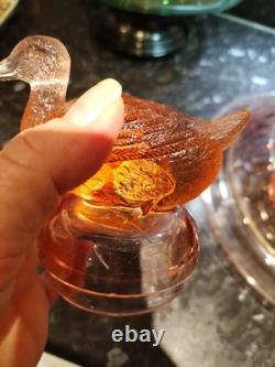 Heisey Art Deco Extremely Rare Pink Flamingo 3 Piece Sitting Duck Float Bowlset