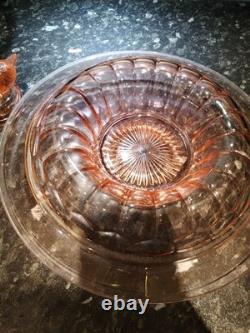 Heisey Art Deco Extremely Rare Pink Flamingo 3 Piece Sitting Duck Float Bowlset