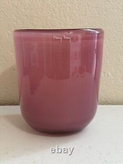 Henry Dean Belgian Signed Blown Pink Art Glass Vase