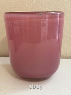 Henry Dean Belgian Signed Blown Pink Art Glass Vase