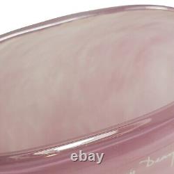 Henry Dean Belgium Art Glass Vase Thick Heavy Ice Pink Swirl Signed Clear Bottom