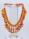 Hobé Orange/Pink Art Glass Swirled Beads Necklace