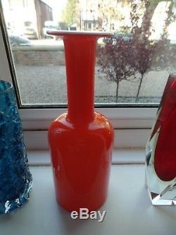 Holmegaard Glass Denmark Otto Brauer Coral Gul Vase 10 Inch Superb