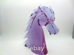 Horse head sculpture Murano pink blue alexandrite sommerso art glass Zanetti