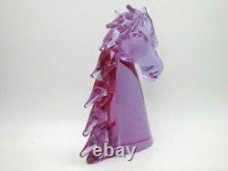 Horse head sculpture Murano pink blue alexandrite sommerso art glass Zanetti